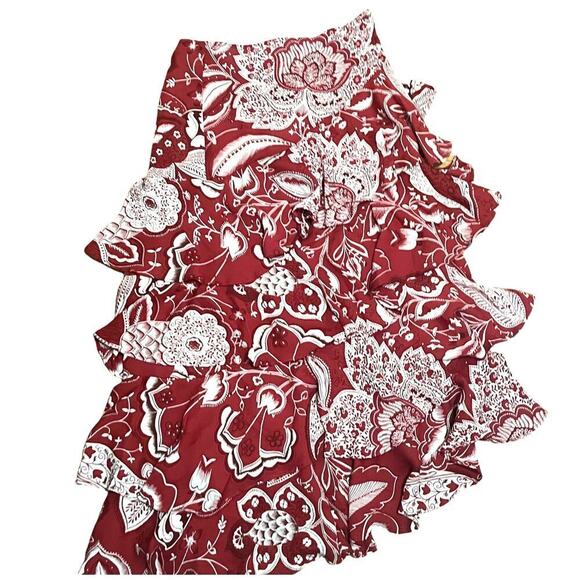 Michael Kors Bergdorf Goodman Made in Italy Silk Crepe Cascade Ruffle Skirt Sz 2 - Picture 1 of 8